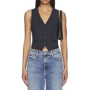 Rag & Bone NWT Priya Navy Pinstripe Ponte Vest Top Blouse Large $278